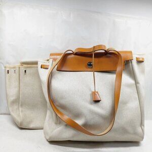 HERMES Herbag Toile and Leather